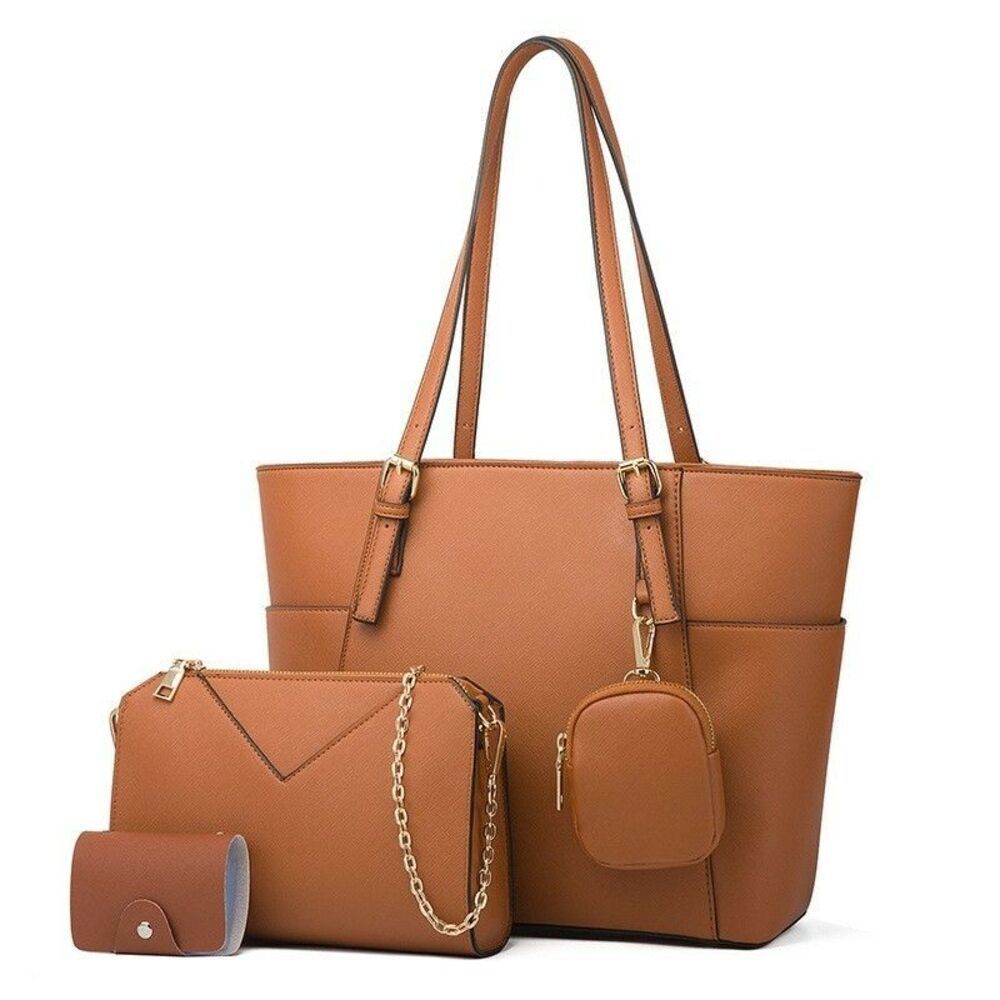 Brown Handbags for Women Fashion Tote Bags Shoulder Bag Satchel Purse Set 3